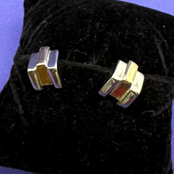 Givenchy VTG Two-Tone Silver/Gold-Tone Clip-On Earrings - Picture 8 of 15